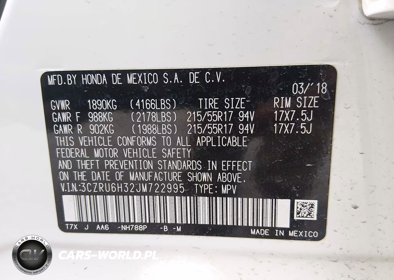 2018 Honda Hr-V Lx VIN:3CZRU6H32JM722995 - 9