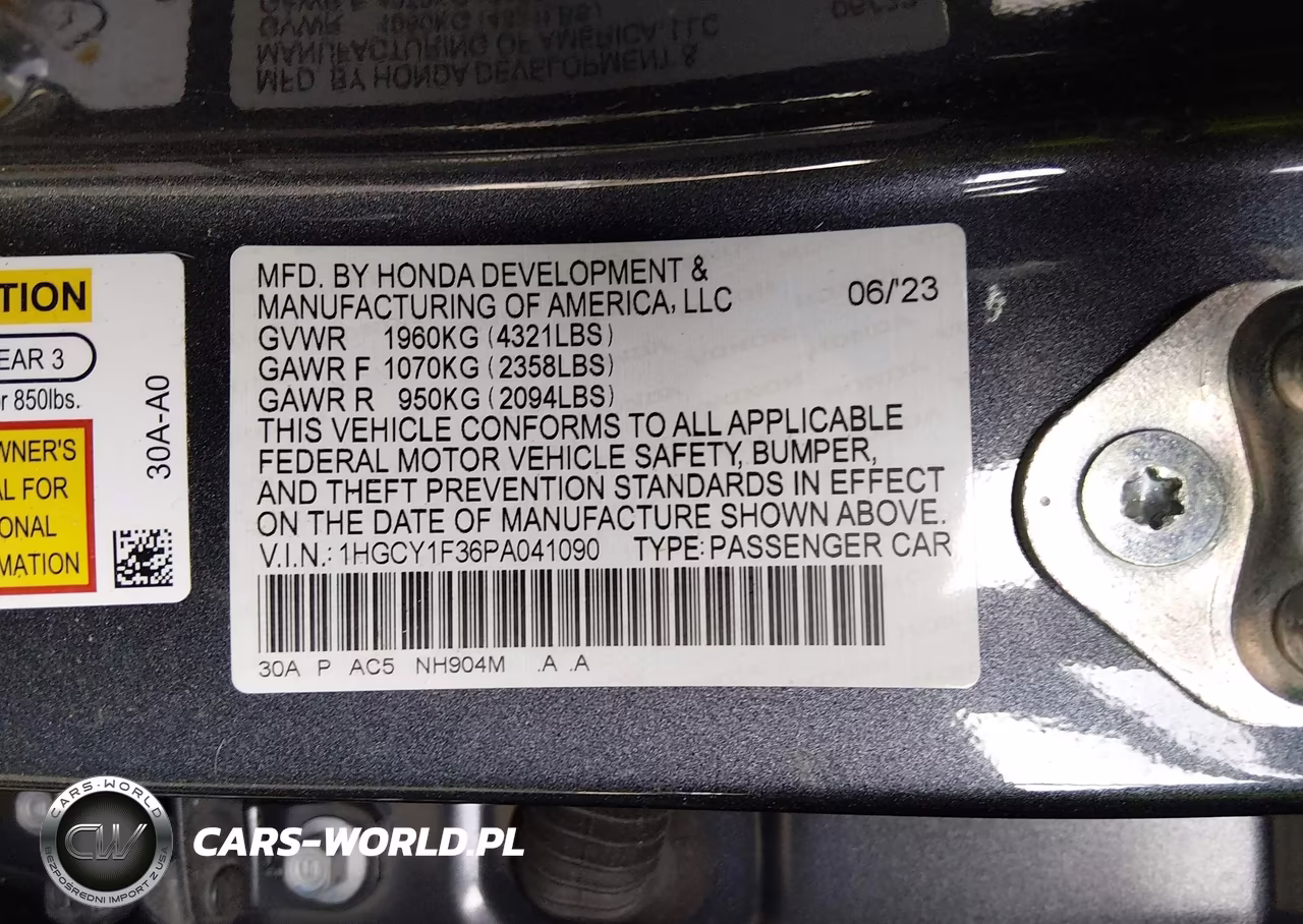 2023 Honda Accord Ex VIN:1HGCY1F36PA041090 - 9