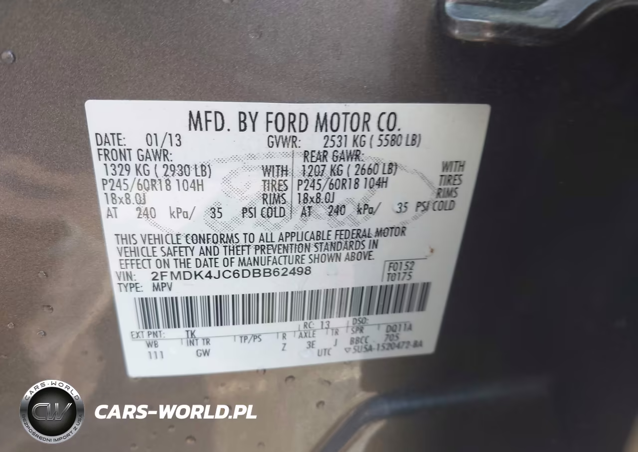 2013 Ford Edge Sel VIN:2FMDK4JC6DBB62498 - 9