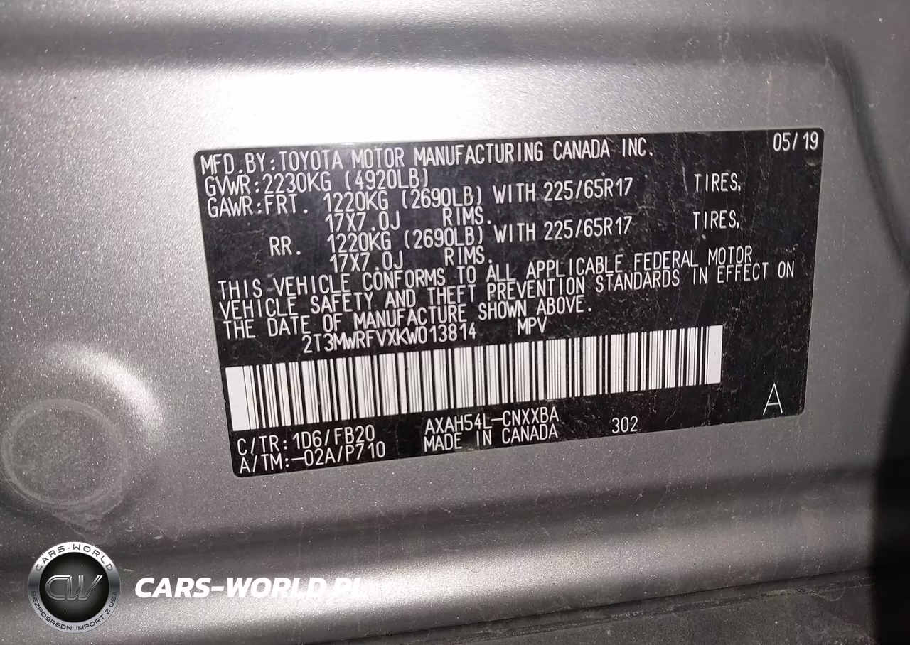 2019 Toyota Rav4 Hybrid Le VIN:2T3MWRFVXKW013814 - 9