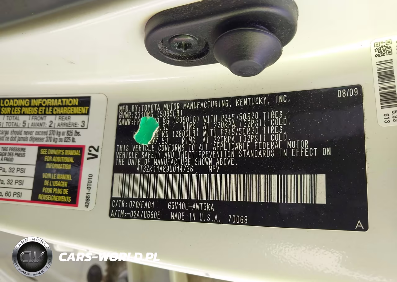 2009 Toyota Venza Base V6 VIN:4T3ZK11A89U014736 - 9