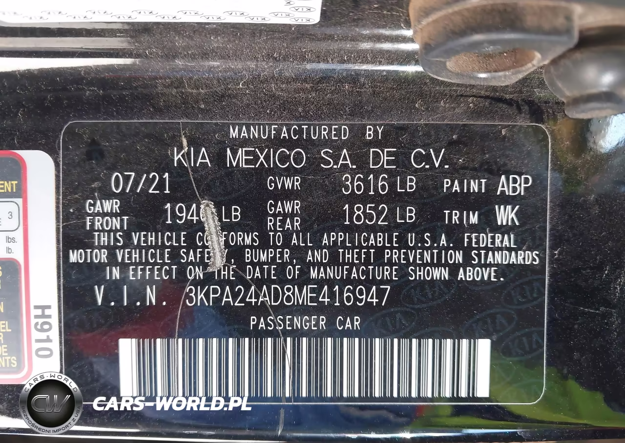 2021 Kia Rio Lx VIN:3KPA24AD8ME416947 - 9