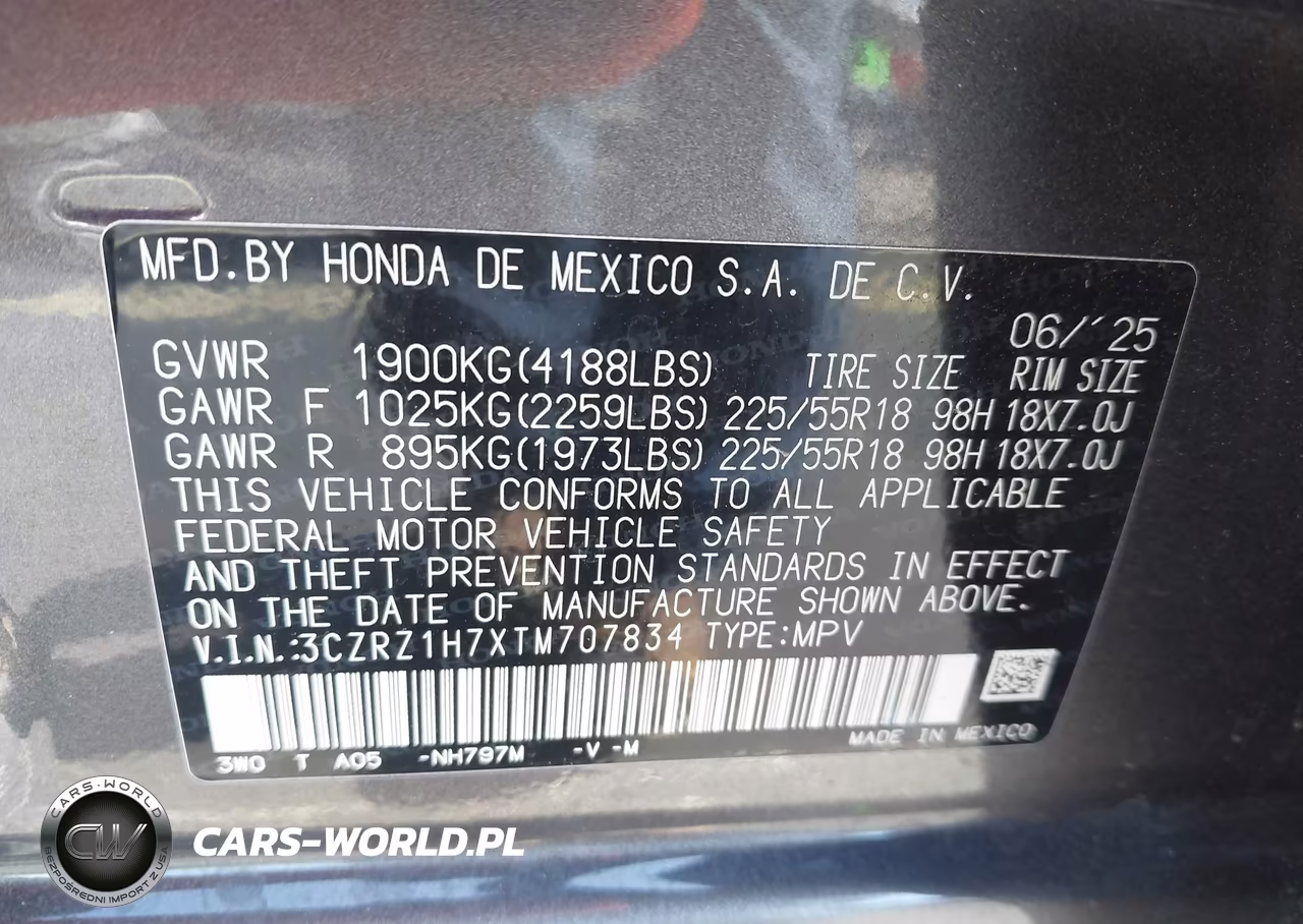 2026 Honda Hr-V 2Wd Ex-L VIN:3CZRZ1H7XTM707834 - 9