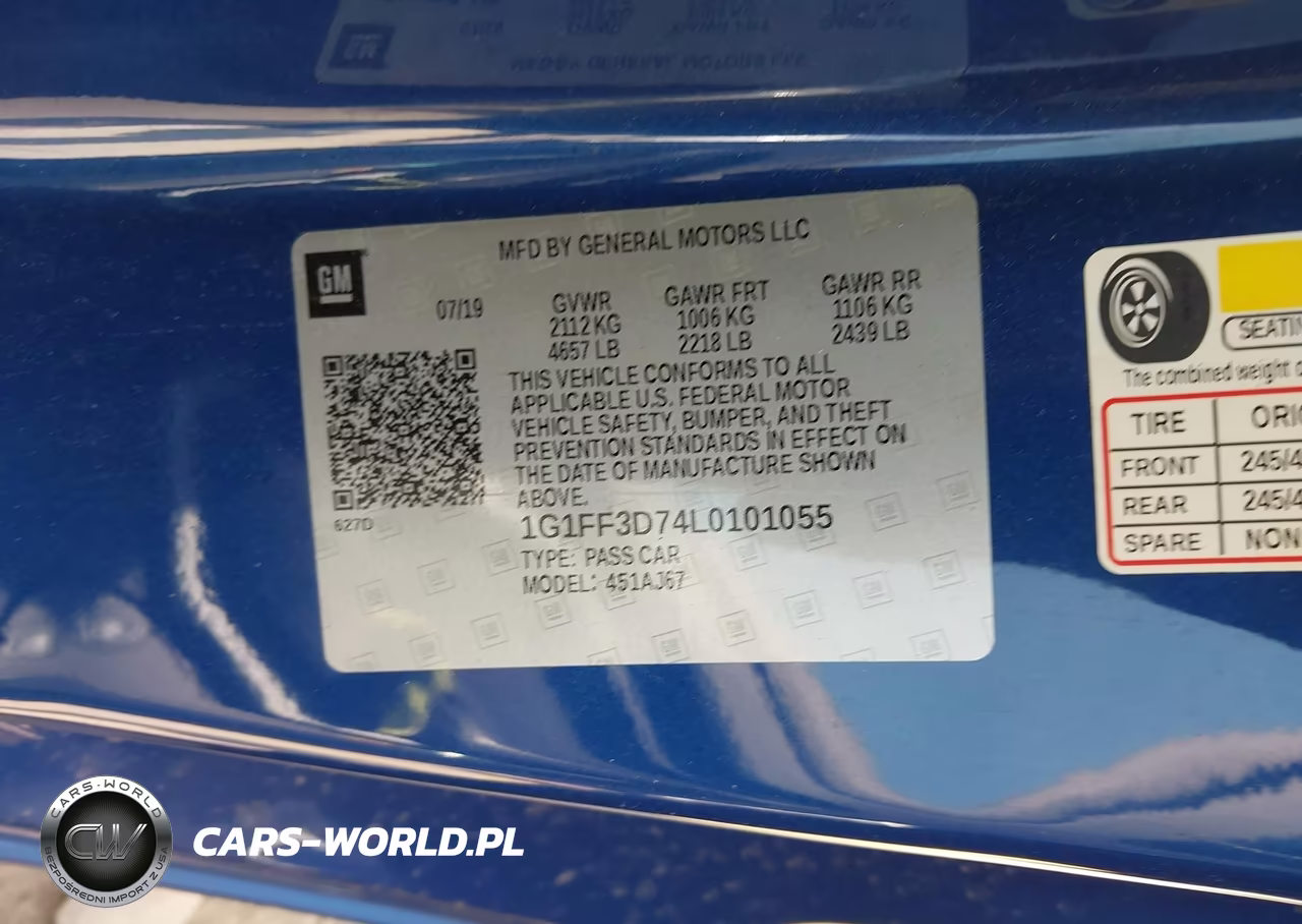2020 Chevrolet Camaro Rwd Lt1 VIN:1G1FF3D74L0101055 - 9
