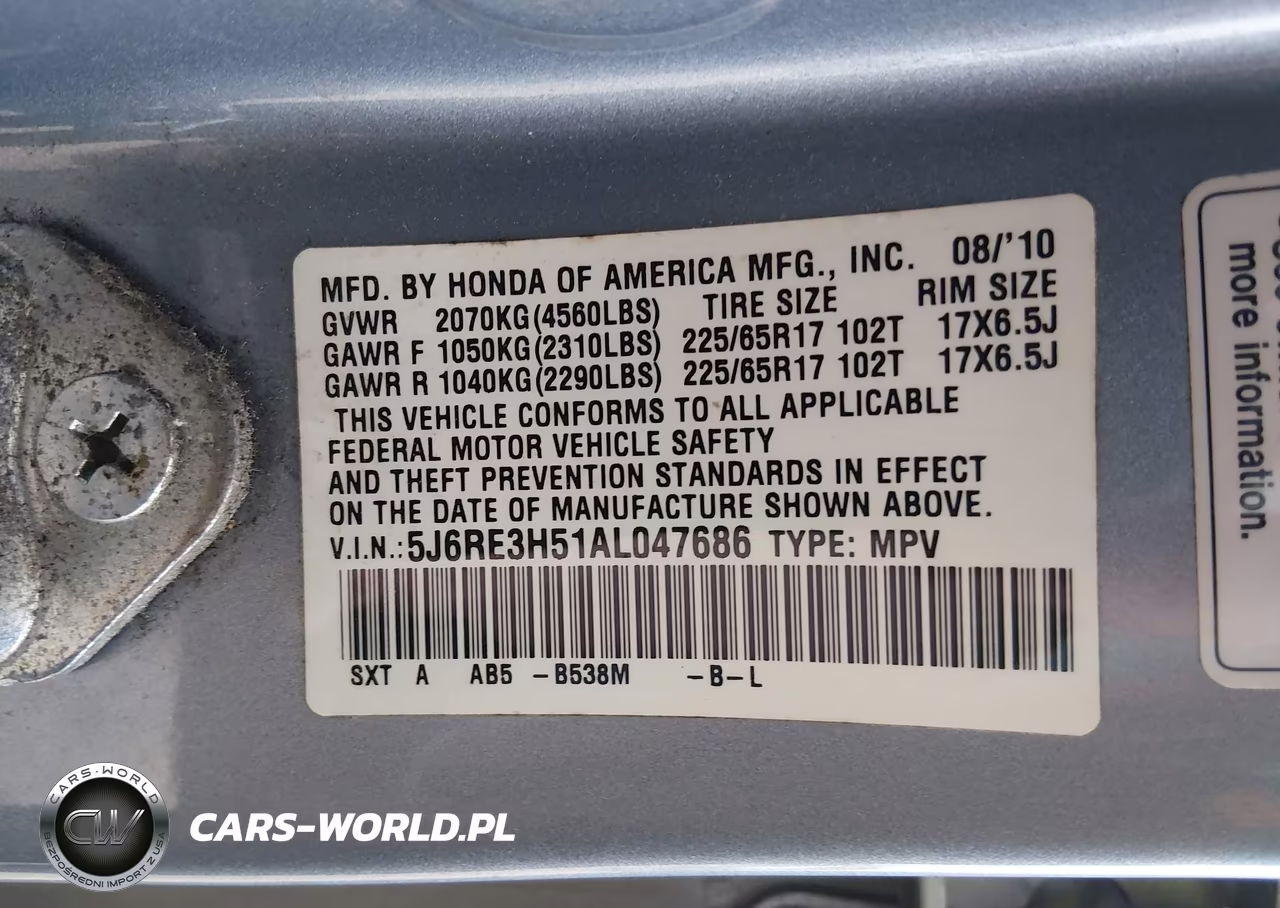 2010 Honda Cr-V Ex VIN:5J6RE3H51AL047686 - 9