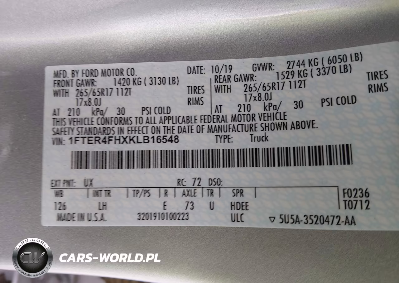 2019 Ford Ranger Xlt VIN:1FTER4FHXKLB16548 - 9