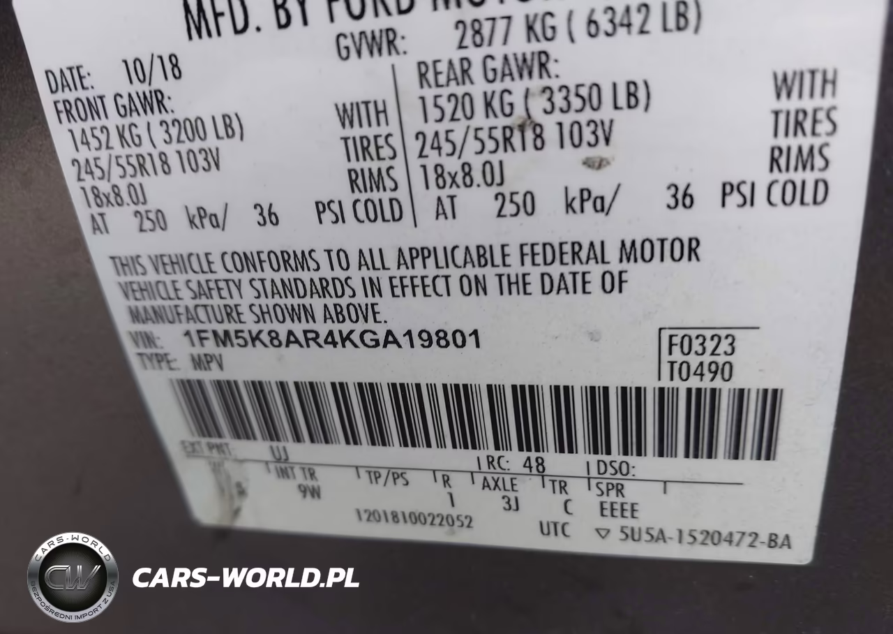 2019 Ford Police Interceptor Utility VIN:1FM5K8AR4KGA19801 - 9