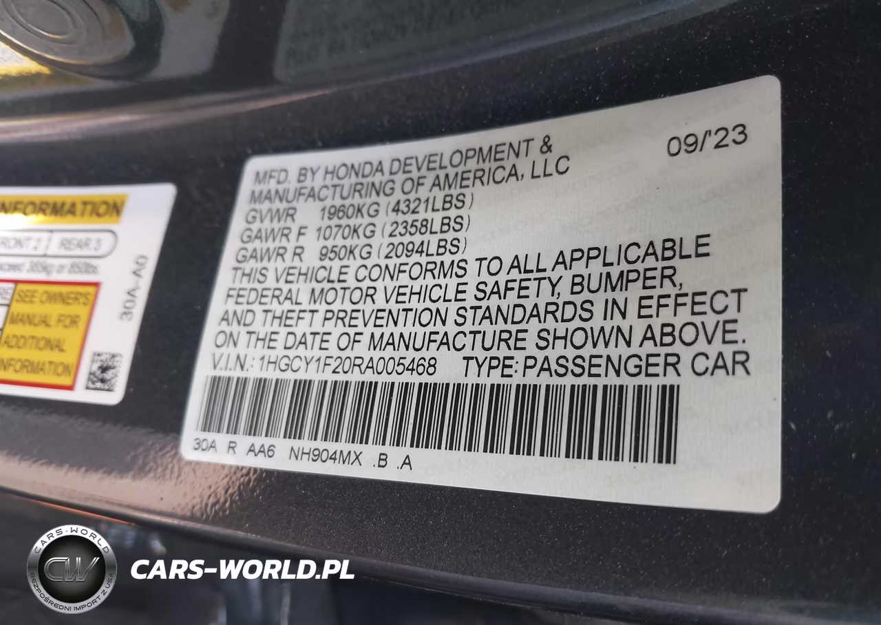 2024 Honda Accord Lx VIN:1HGCY1F20RA005468 - 9