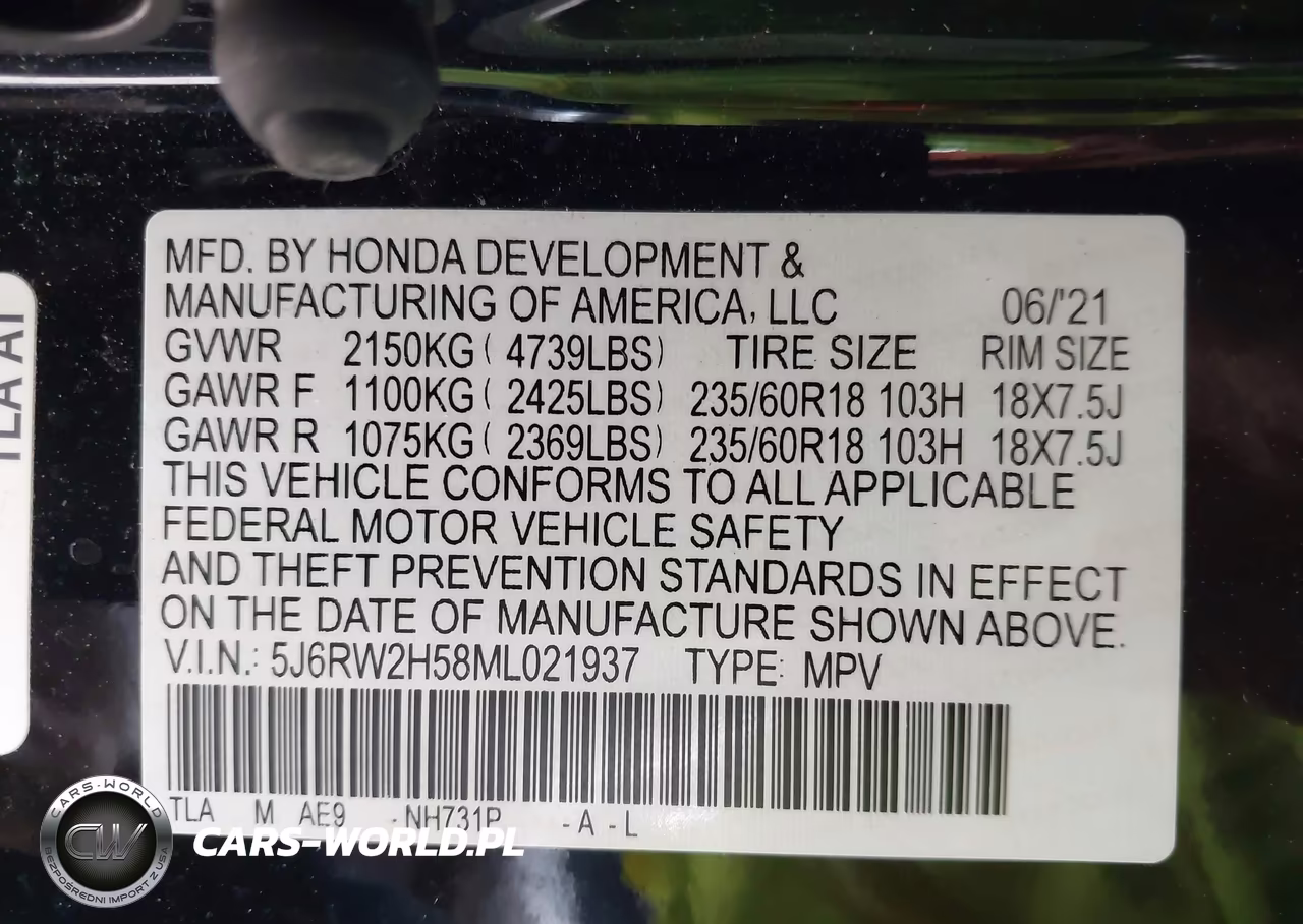 2021 Honda Cr-V Awd Ex VIN:5J6RW2H58ML021937 - 9