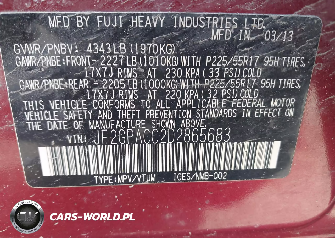 2013 Subaru Xv Crosstrek 2.0I Premium VIN:JF2GPACC2D2865683 - 9