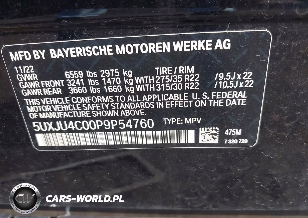 2023 BMW X5 M50I VIN:5UXJU4C00P9P54760 - 9