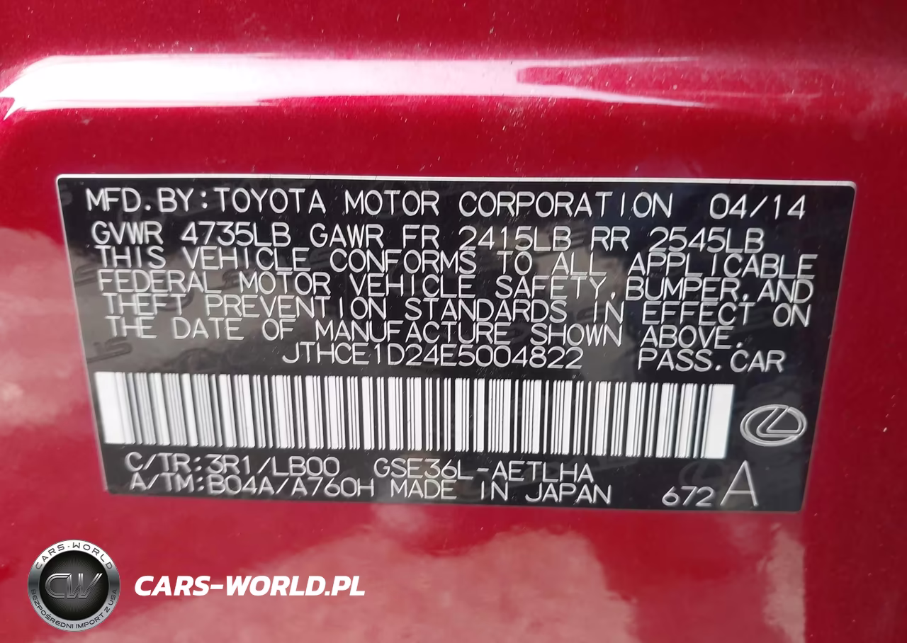 2014 Lexus Is 350 VIN:JTHCE1D24E5004822 - 9