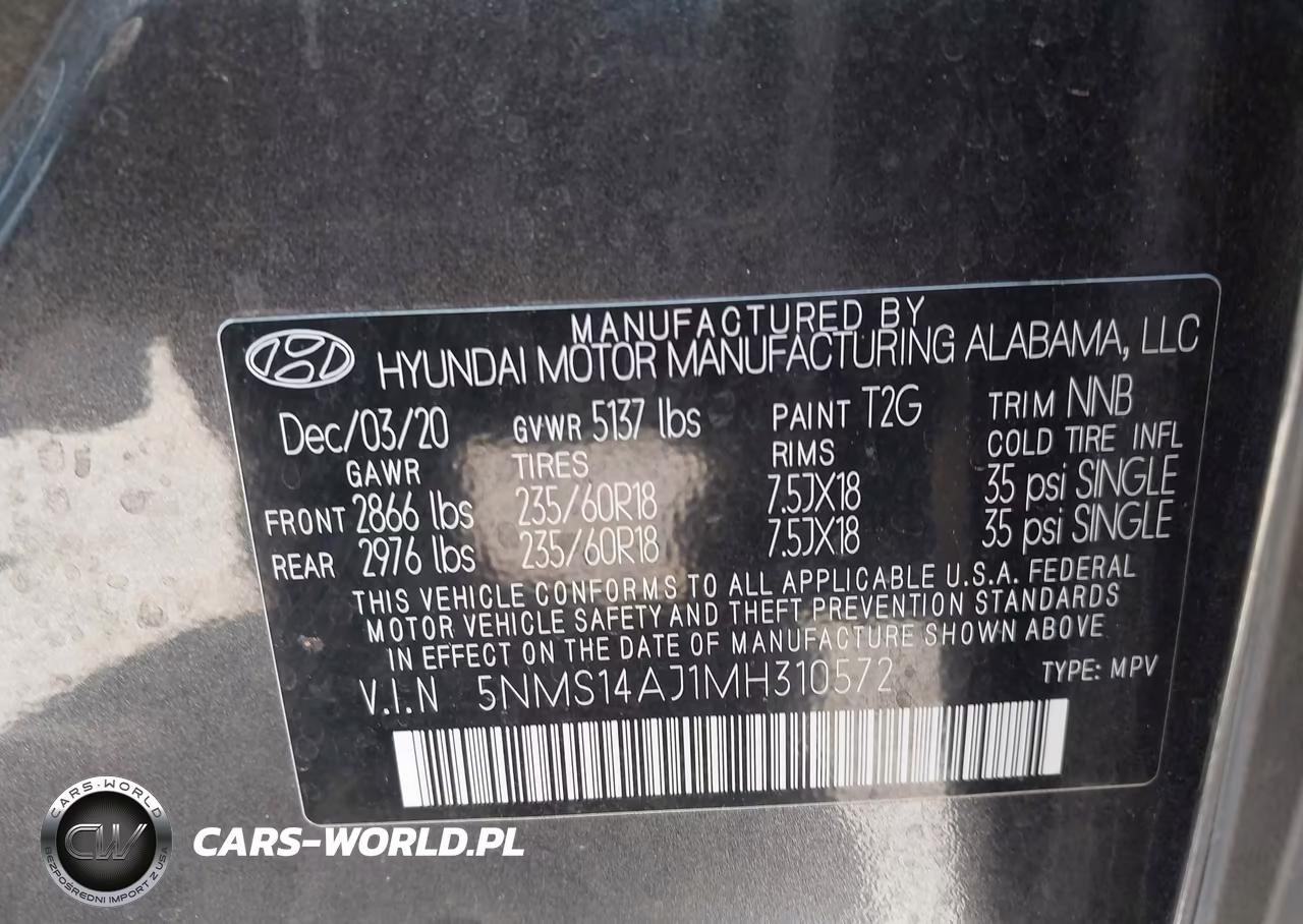 2021 Hyundai Santa Fe Se VIN:5NMS14AJ1MH310572 - 9