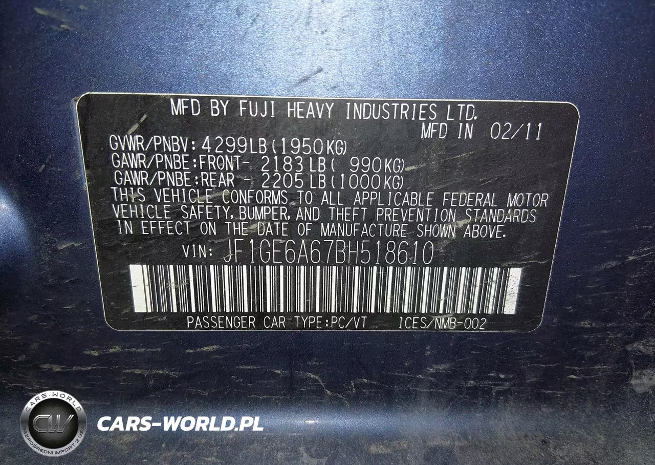 2011 Subaru Impreza 2.5I VIN:JF1GE6A67BH518610 - 9