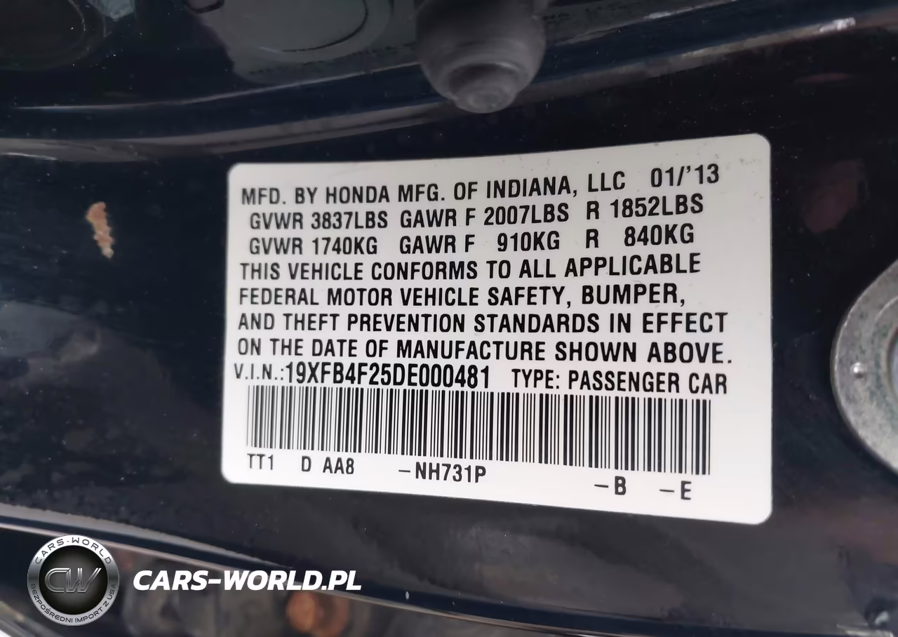 2013 Honda Civic Hybrid VIN:19XFB4F25DE000481 - 9
