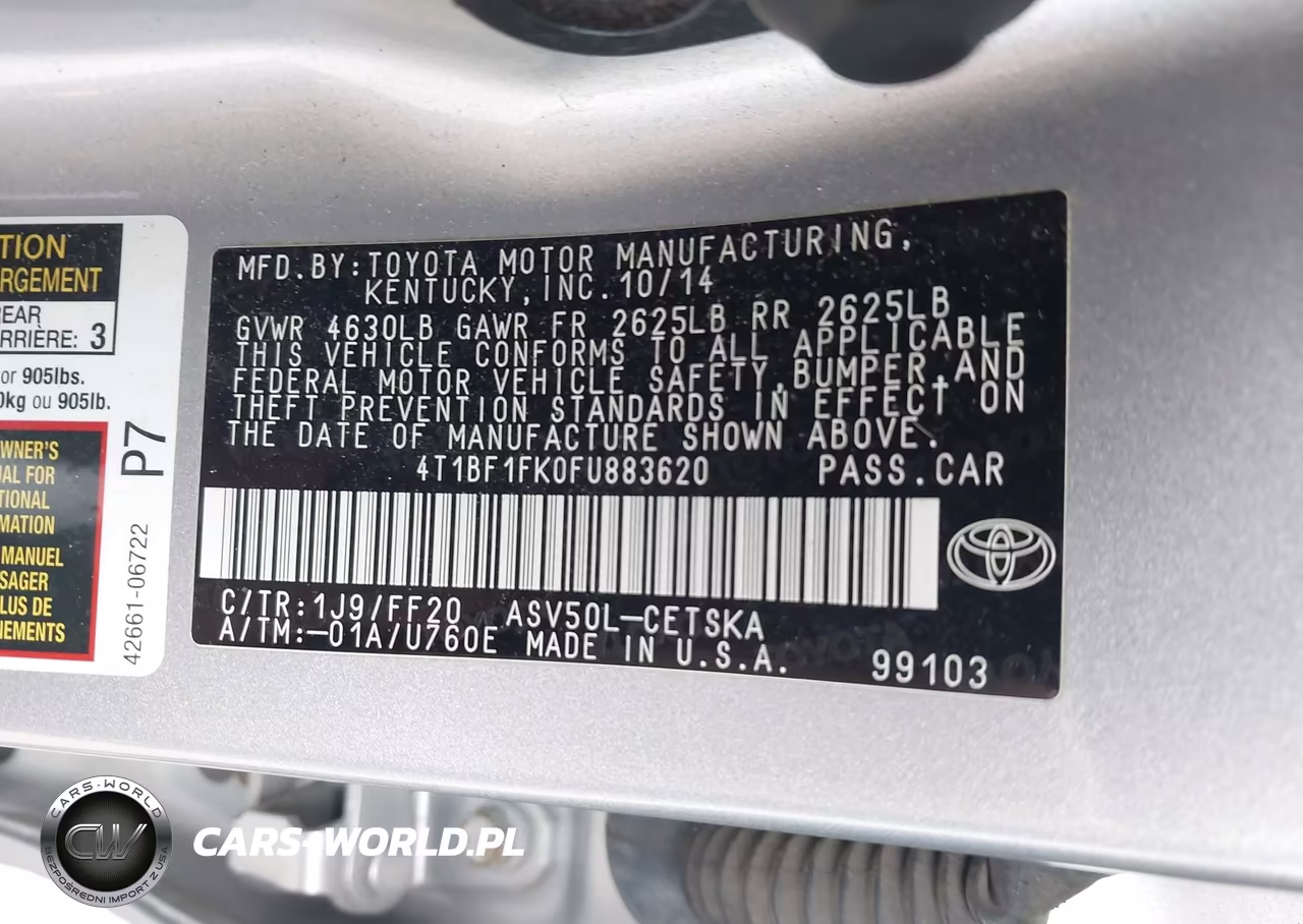 2015 Toyota Camry Se VIN:4T1BF1FK0FU883620 - 9