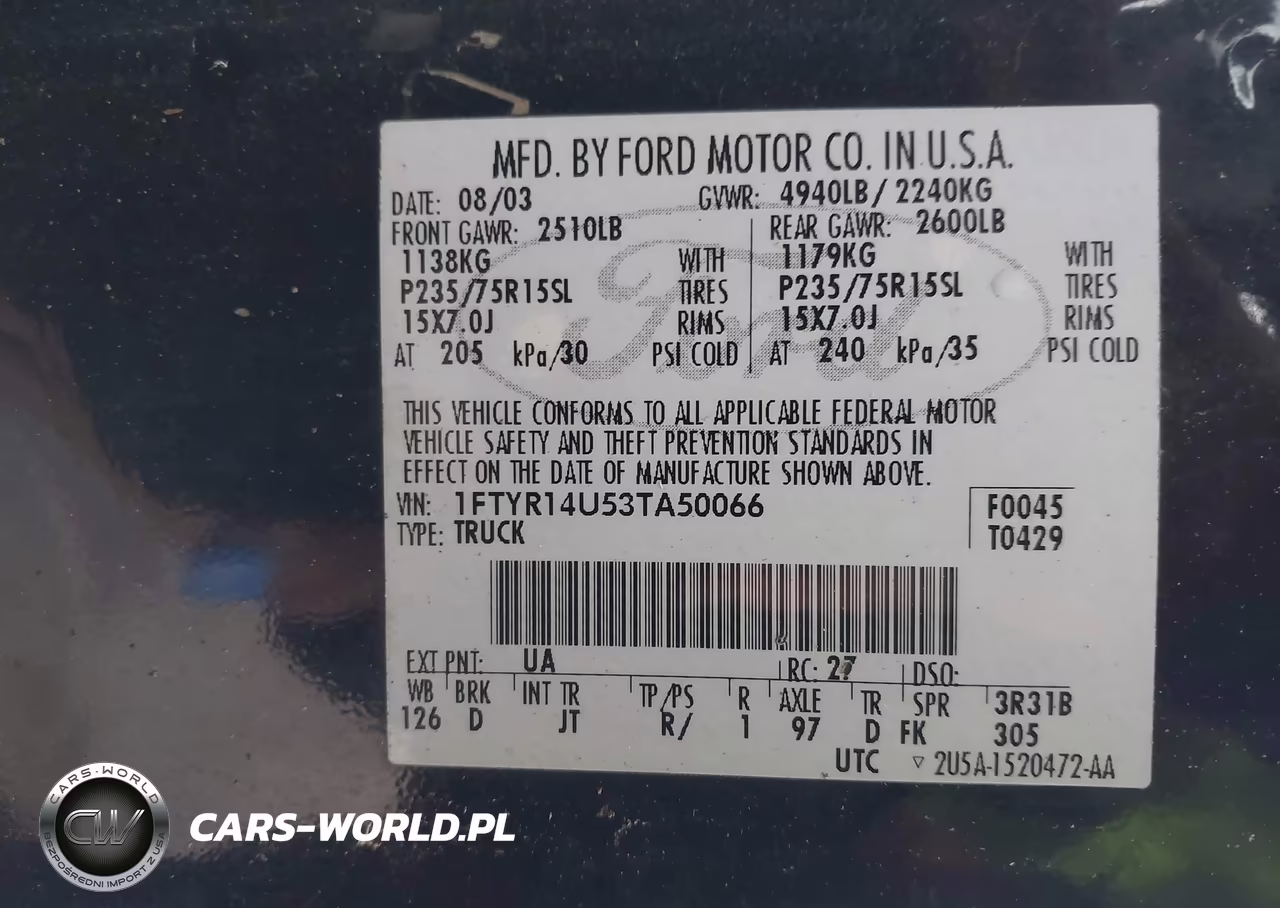 2003 Ford Ranger Edge-Tremor-Xl-Xlt VIN:1FTYR14U53TA50066 - 9