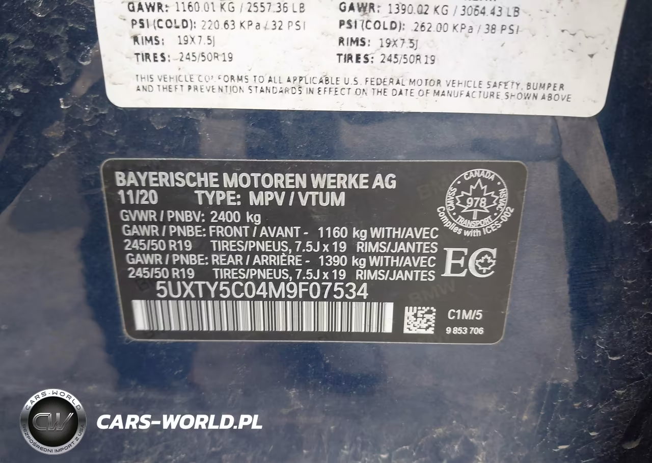 2021 BMW X3 xDrive30I VIN:5UXTY5C04M9F07534 - 9