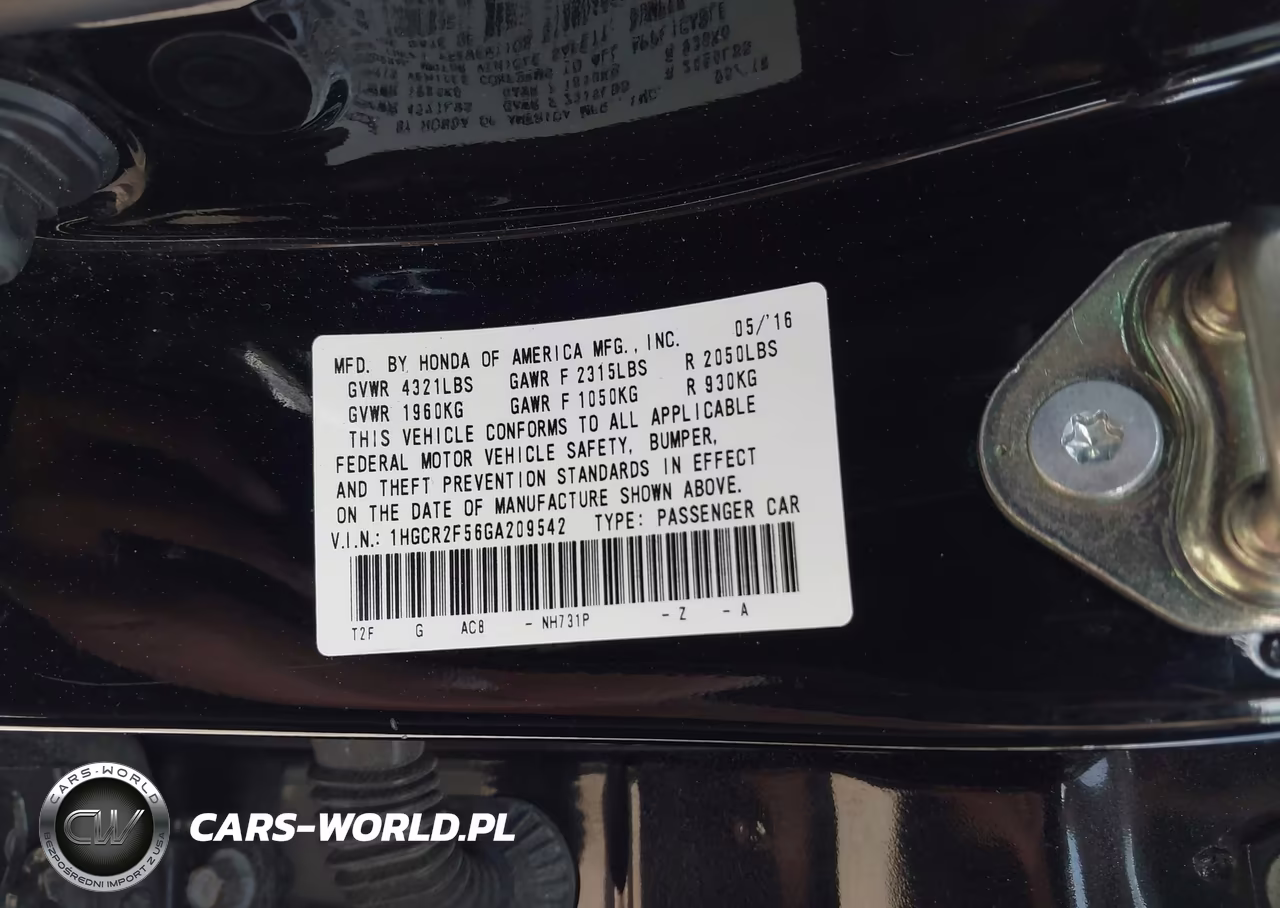 2016 Honda Accord Sport VIN:1HGCR2F56GA209542 - 9