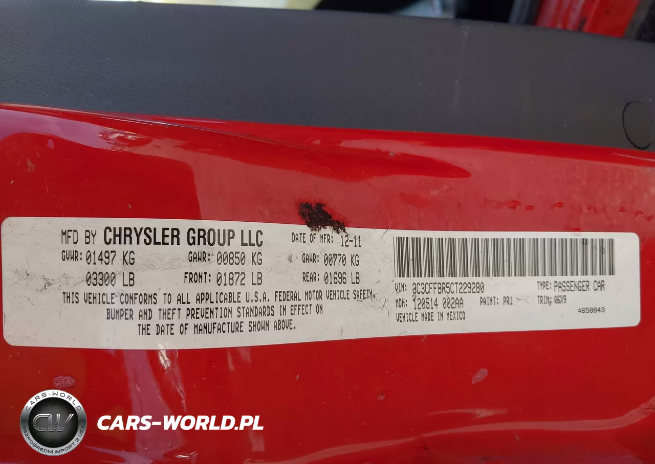 2012 Fiat 500 Sport VIN:3C3CFFBR5CT229280 - 9