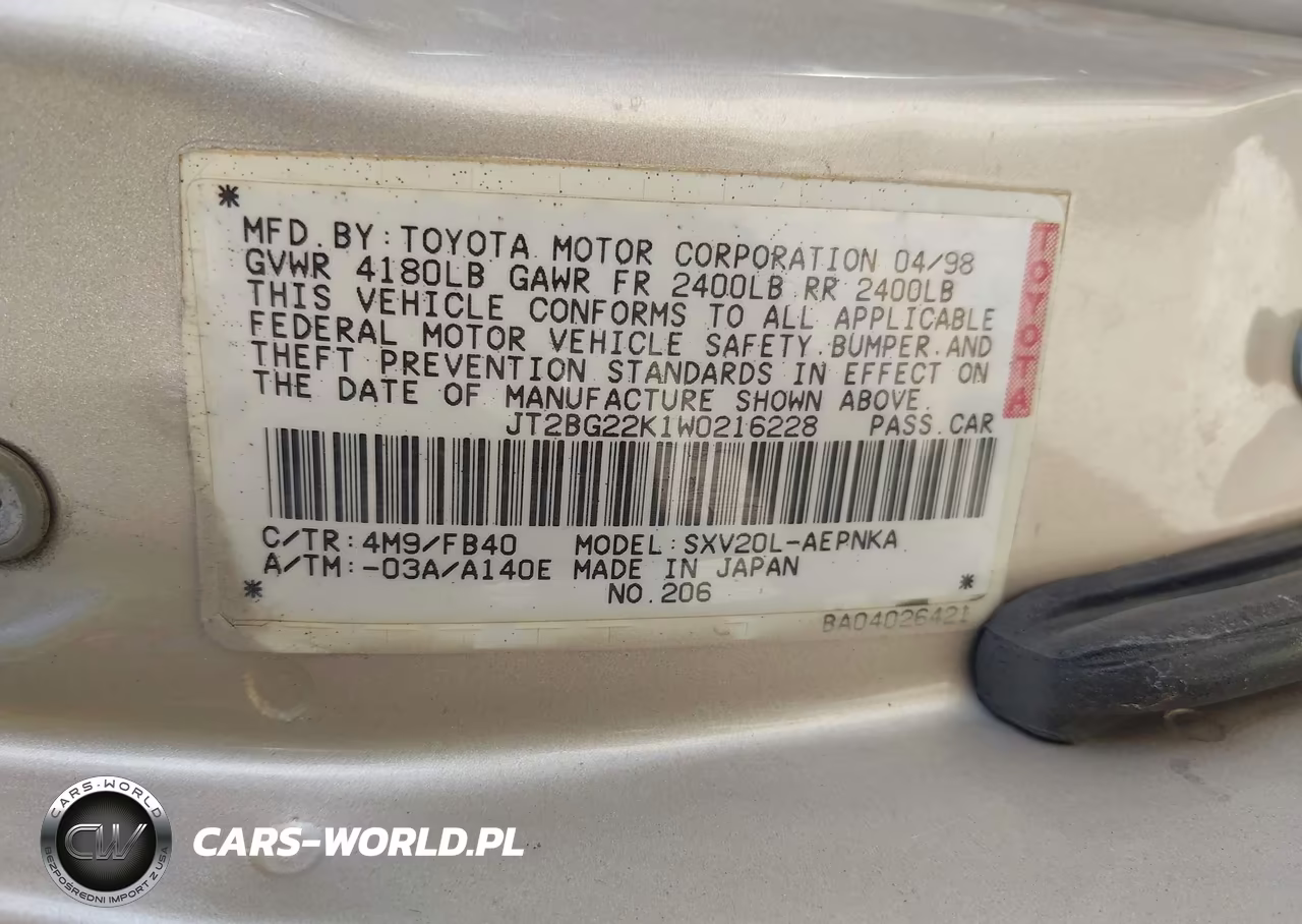 1998 Toyota Camry Le VIN:JT2BG22K1W0216228 - 9