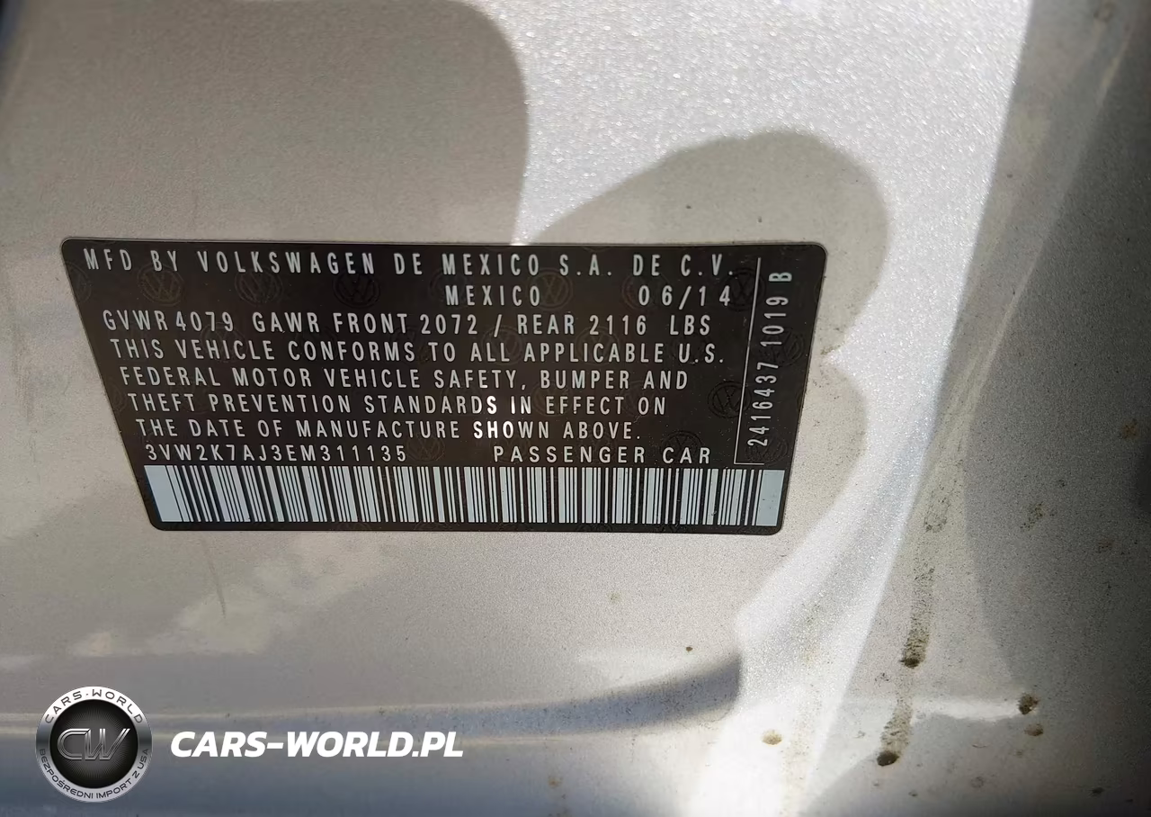 2014 Volkswagen Jetta 2.0L S VIN:3VW2K7AJ3EM311135 - 9