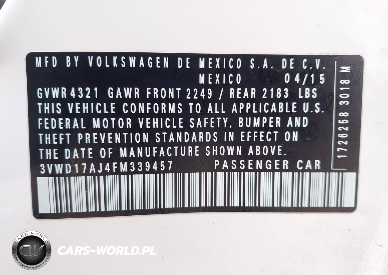 2015 Volkswagen Jetta 1.8T Se VIN:3VWD17AJ4FM339457 - 9