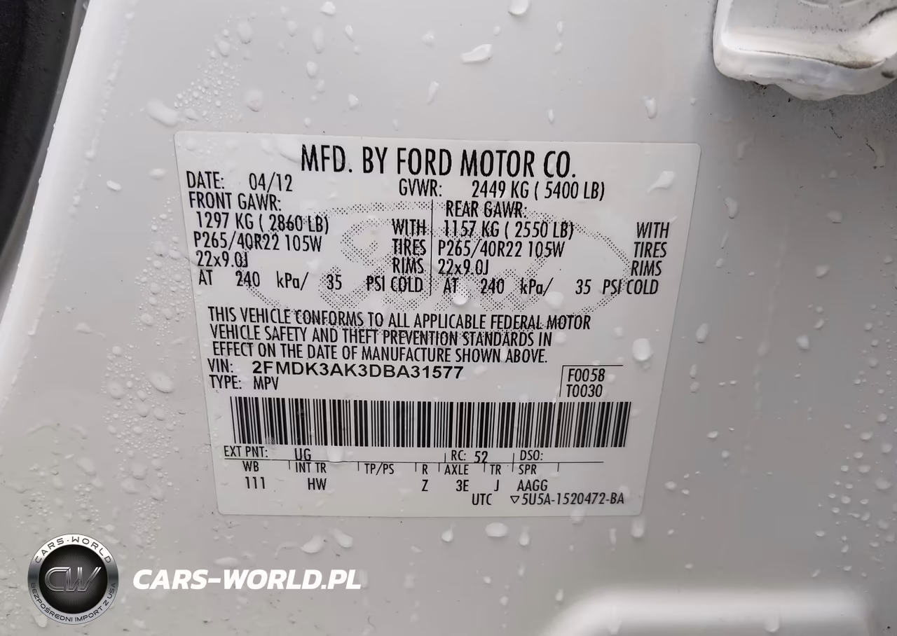 2013 Ford Edge Sport VIN:2FMDK3AK3DBA31577 - 9