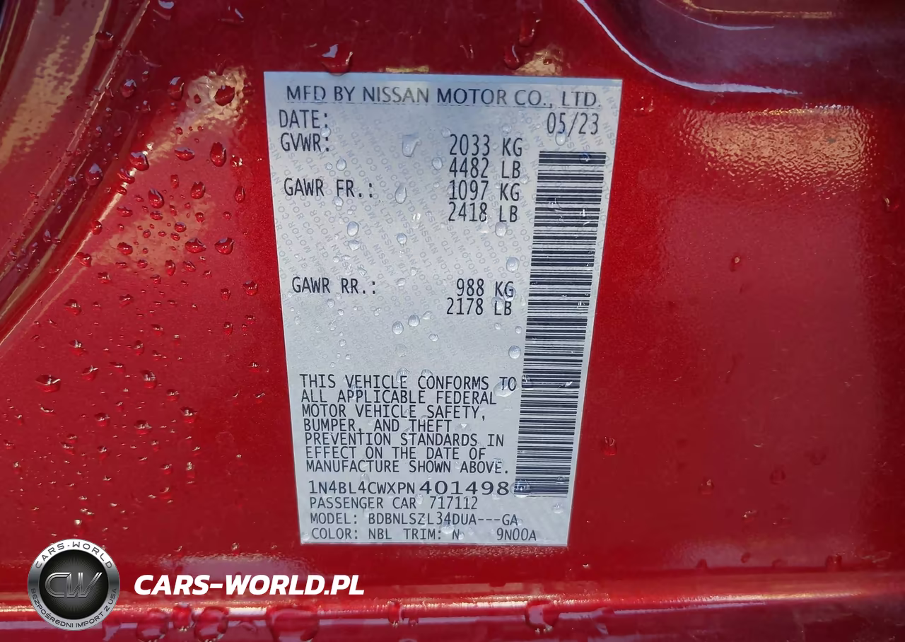 2023 Nissan Altima Sr Intelligent Awd VIN:1N4BL4CWXPN401498 - 9