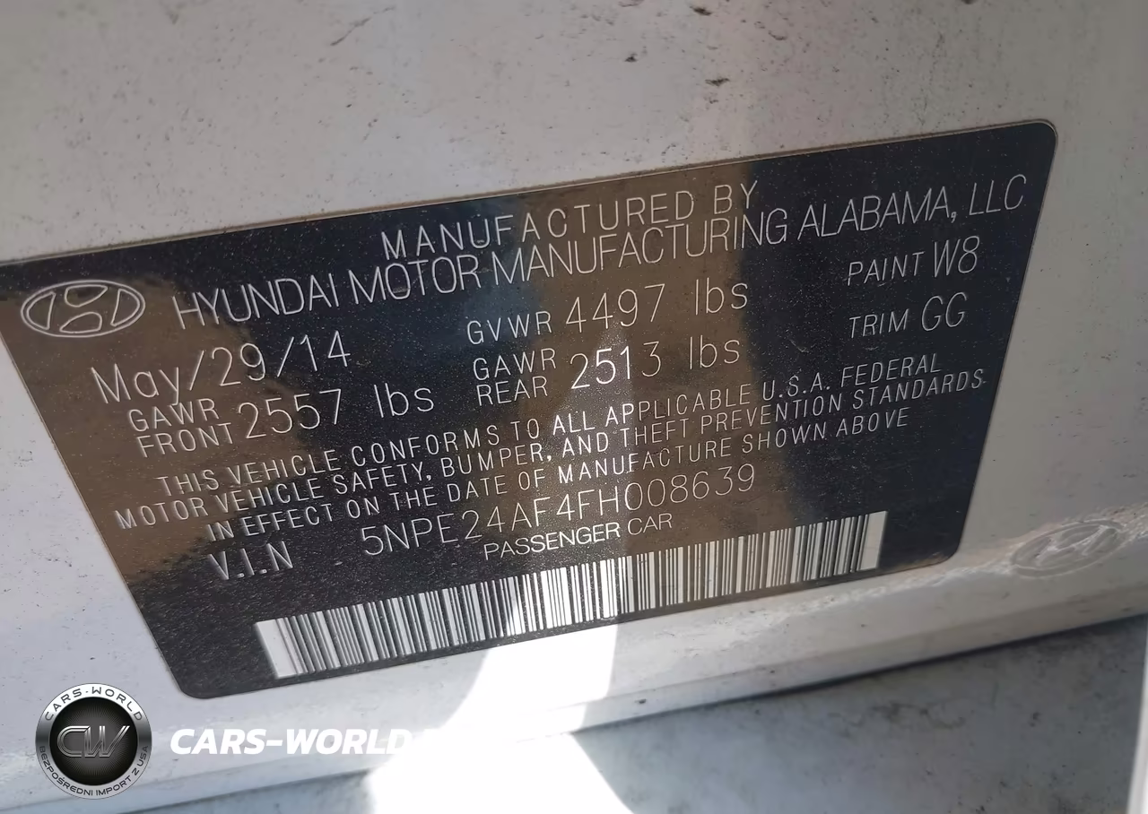 2015 Hyundai Sonata Se VIN:5NPE24AF4FH008639 - 9