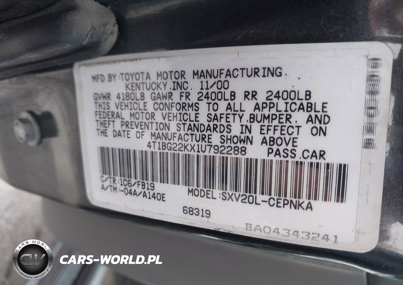 2001 Toyota Camry Le VIN:4T1BG22KX1U792288 - 9