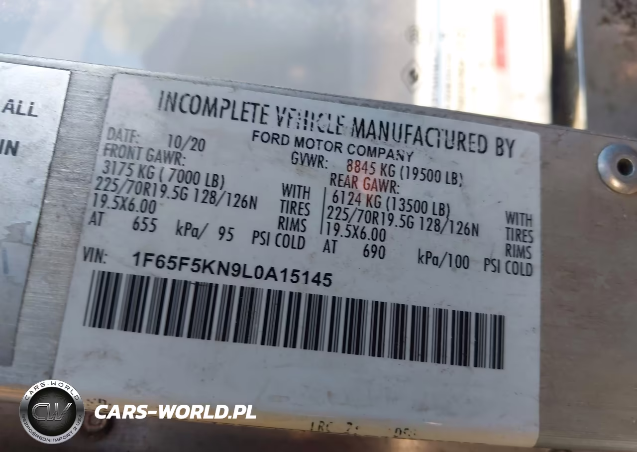 2020 Ford F-59 Commercial Stripped VIN:1F65F5KN9L0A15145 - 8