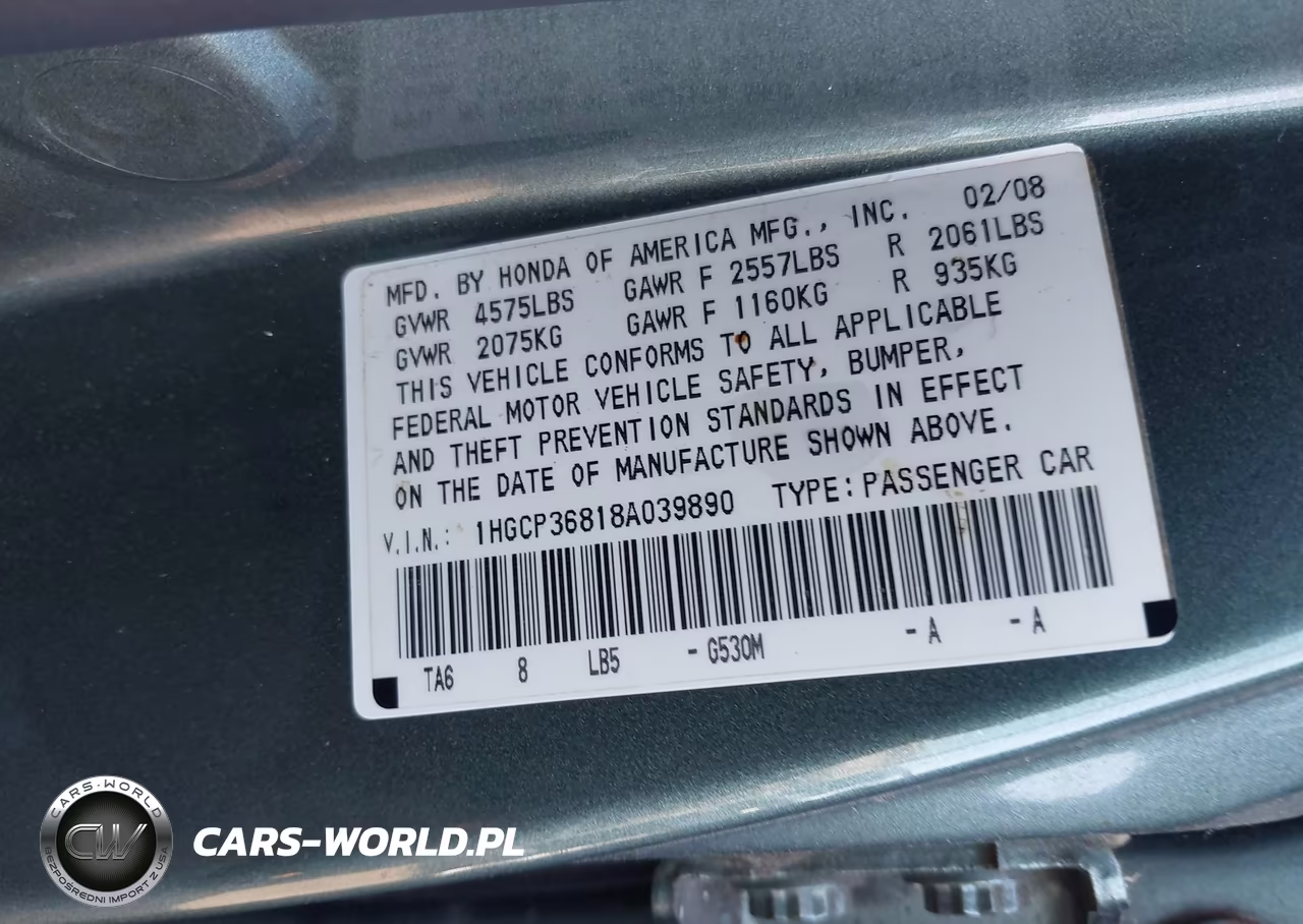 2008 Honda Accord 3.5 Ex-L VIN:1HGCP36818A039890 - 9