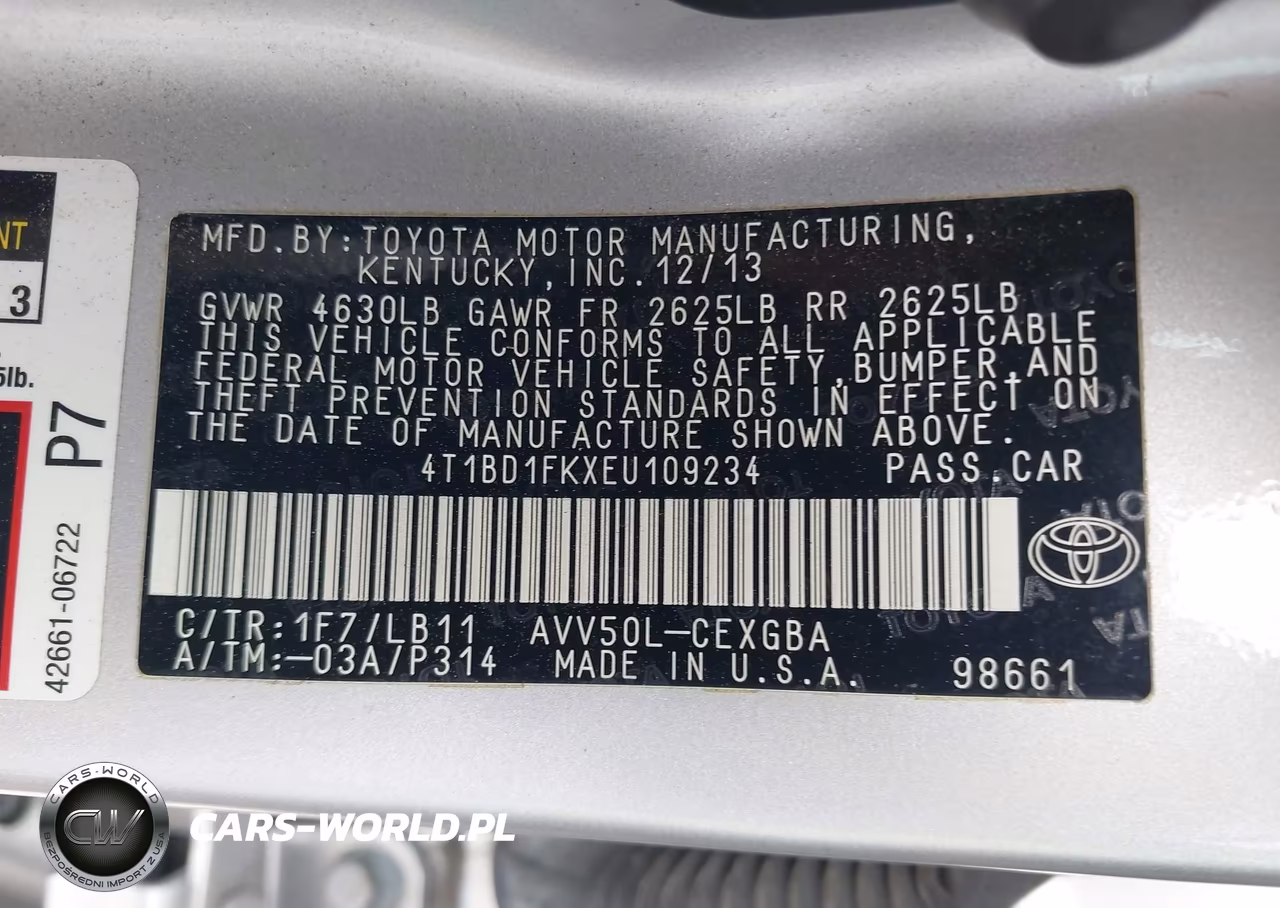 2014 Toyota Camry Hybrid Xle VIN:4T1BD1FKXEU109234 - 9