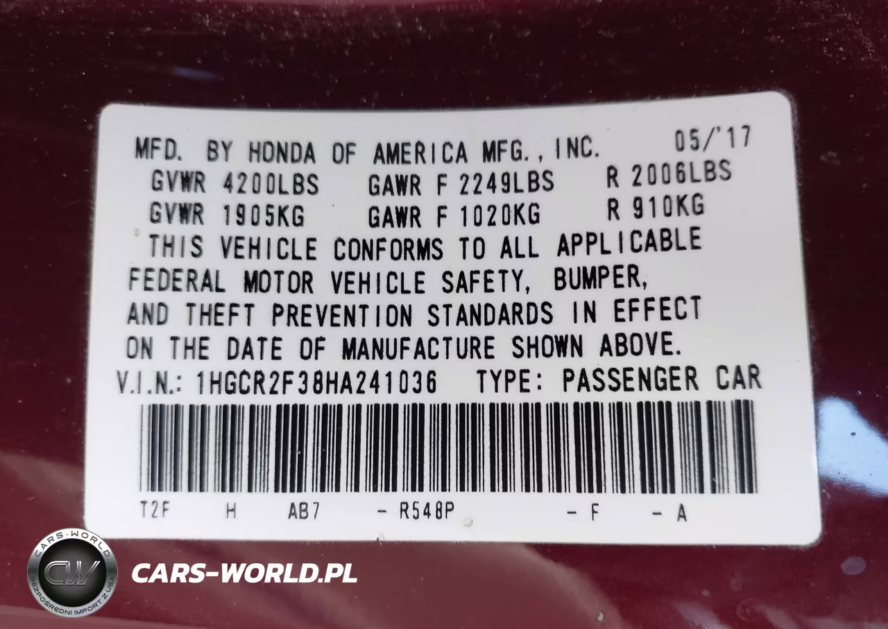 2017 Honda Accord Lx VIN:1HGCR2F38HA241036 - 9