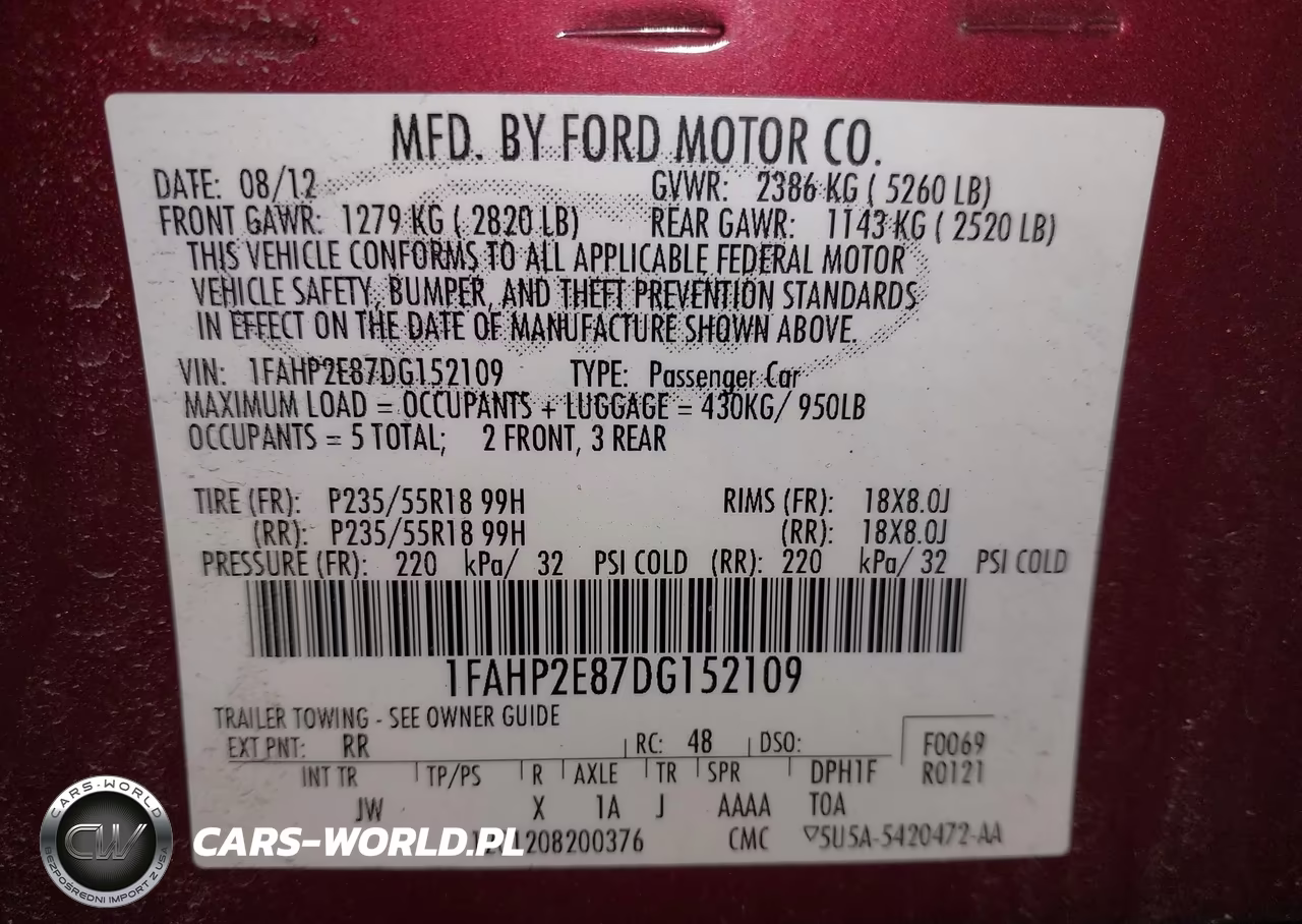 2013 Ford Taurus Sel VIN:1FAHP2E87DG152109 - 9