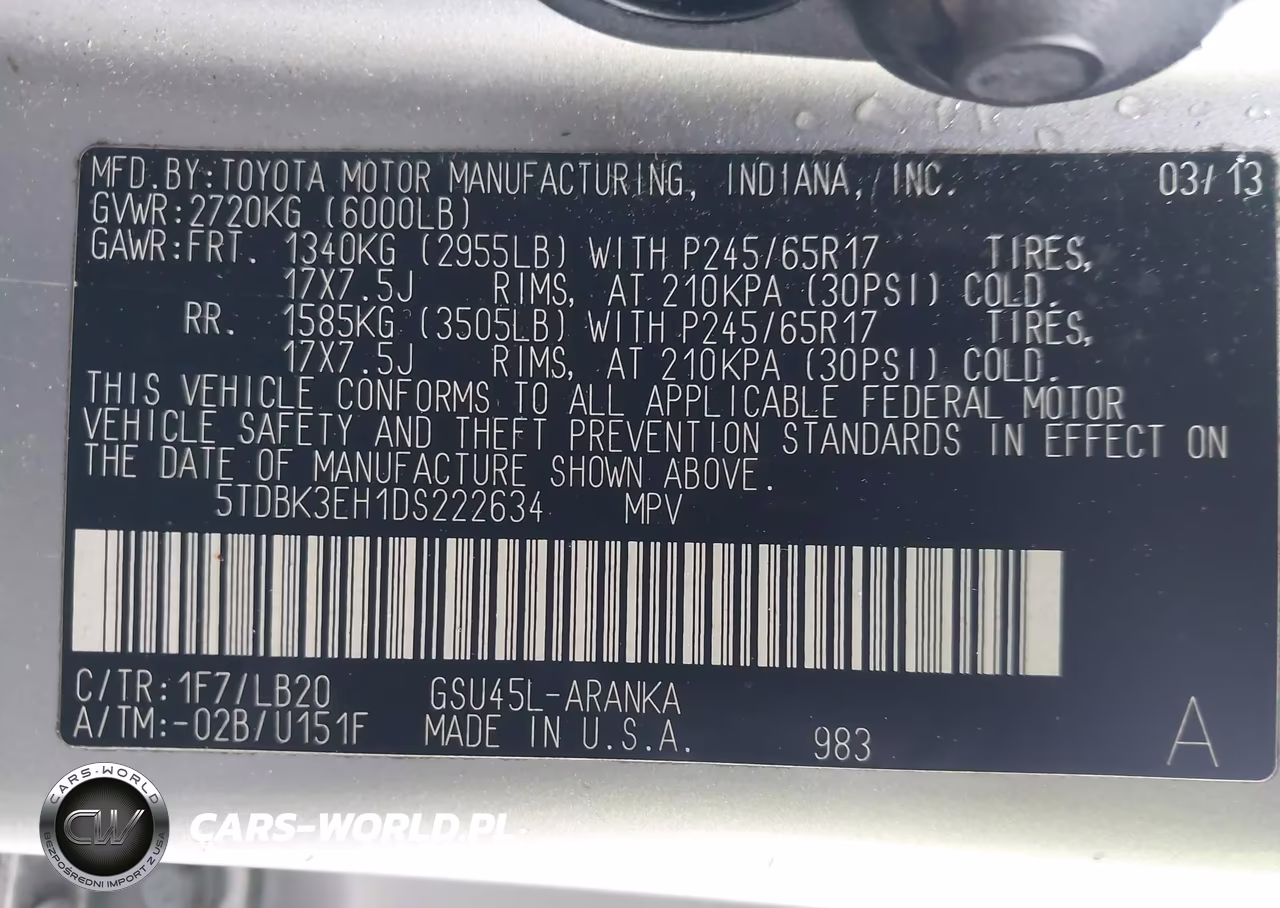 2013 Toyota Highlander Se V6 VIN:5TDBK3EH1DS222634 - 9