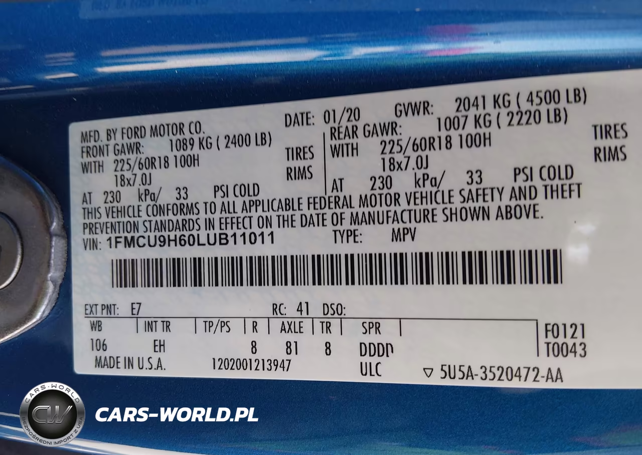 2020 Ford Escape Sel VIN:1FMCU9H60LUB11011 - 9