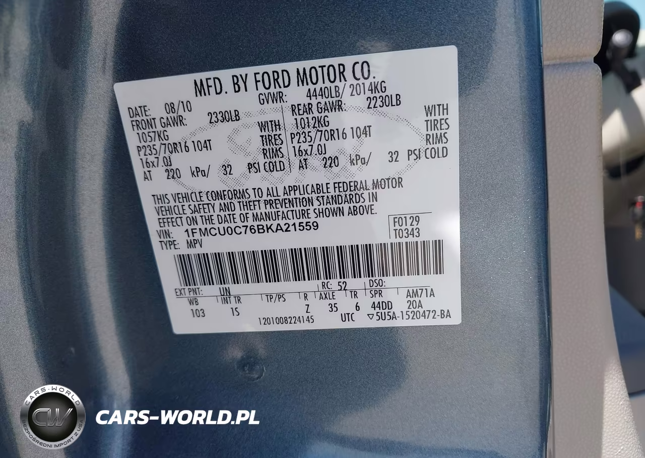 2011 Ford Escape Xls VIN:1FMCU0C76BKA21559 - 9