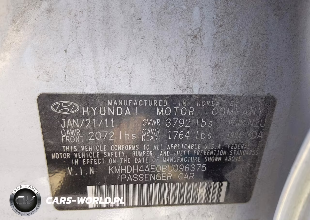 2011 Hyundai Elantra Limited (Ulsan Plant) VIN:KMHDH4AE0BU096375 - 9