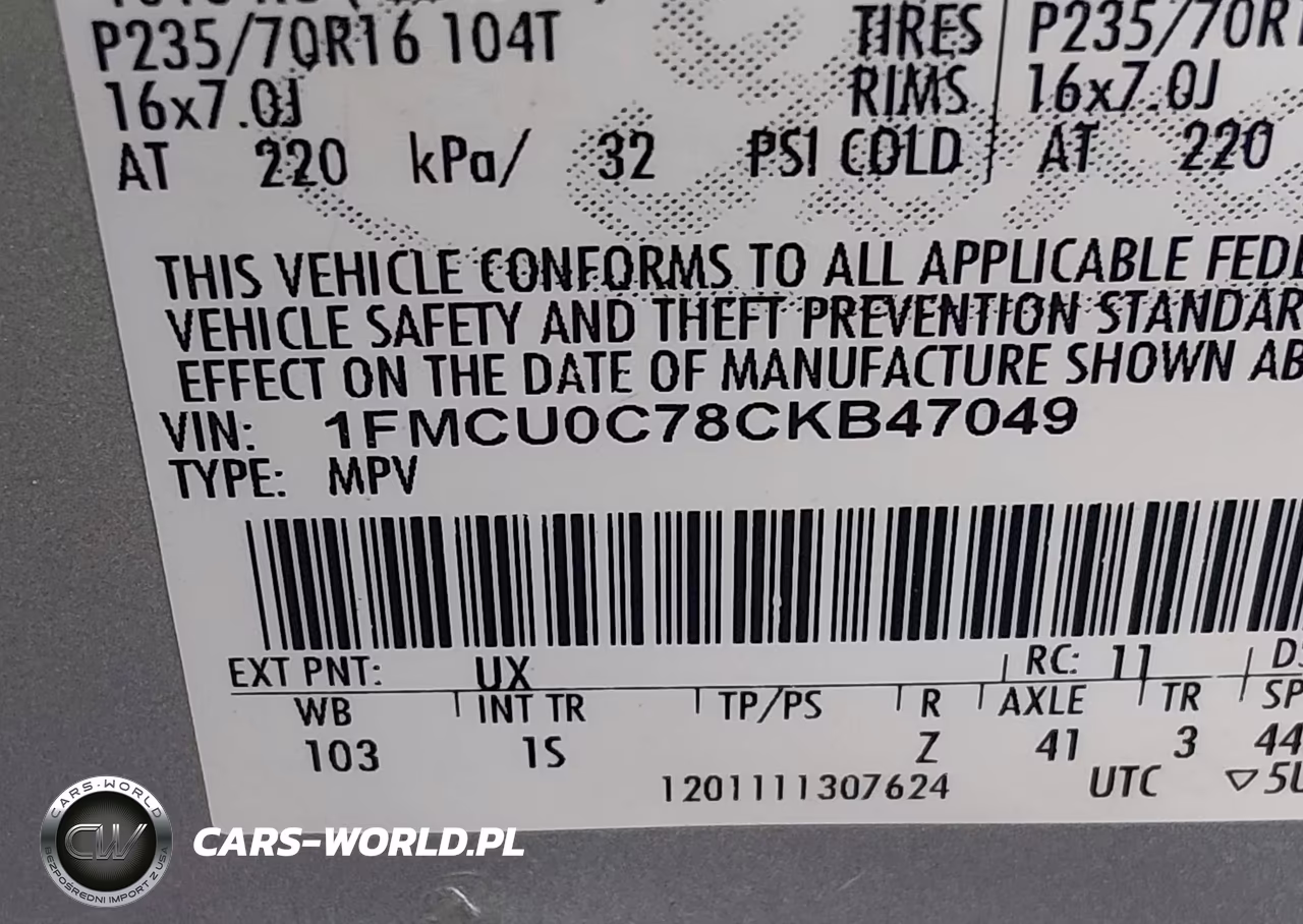2012 Ford Escape Xls VIN:1FMCU0C78CKB47049 - 9