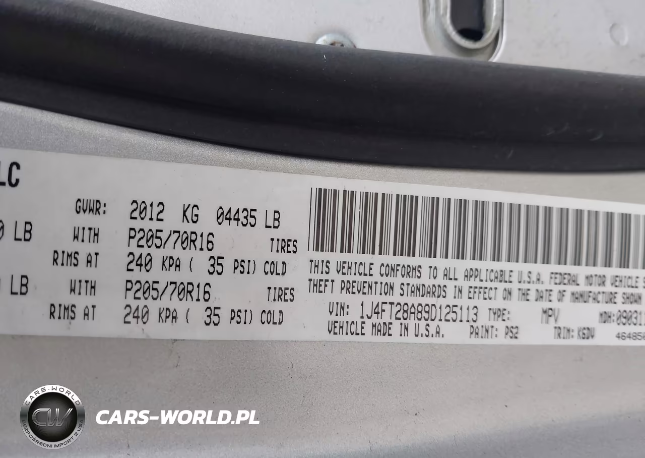2009 Jeep Patriot Sport VIN:1J4FT28A89D125113 - 9