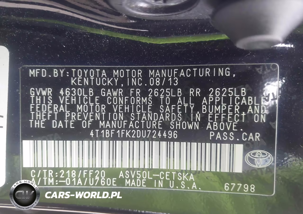 2013 Toyota Camry Se VIN:4T1BF1FK2DU724496 - 9
