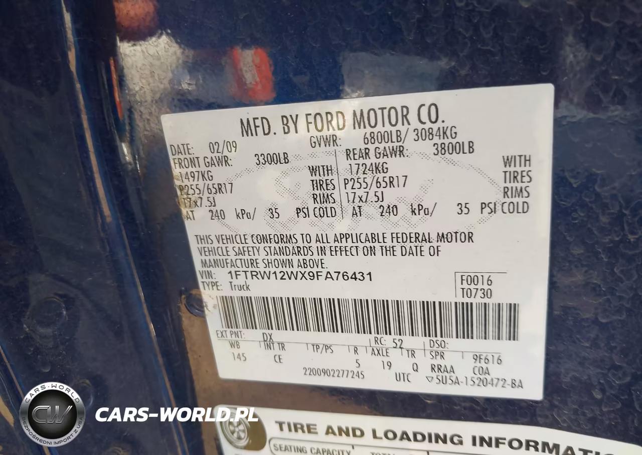 2009 Ford F-150 Xl VIN:1FTRW12WX9FA76431 - 9
