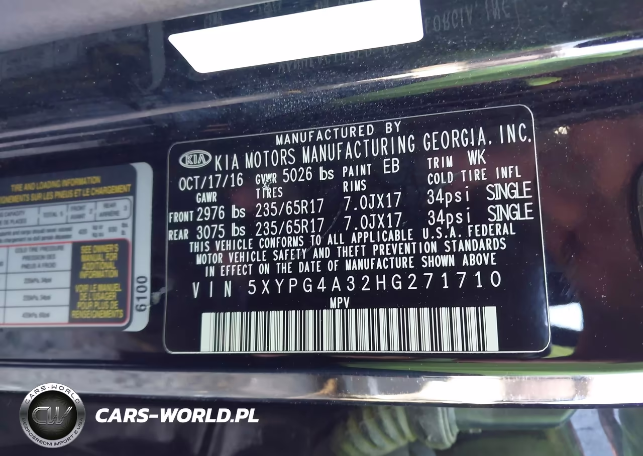 2017 Kia Sorento 2.4L L VIN:5XYPG4A32HG271710 - 9