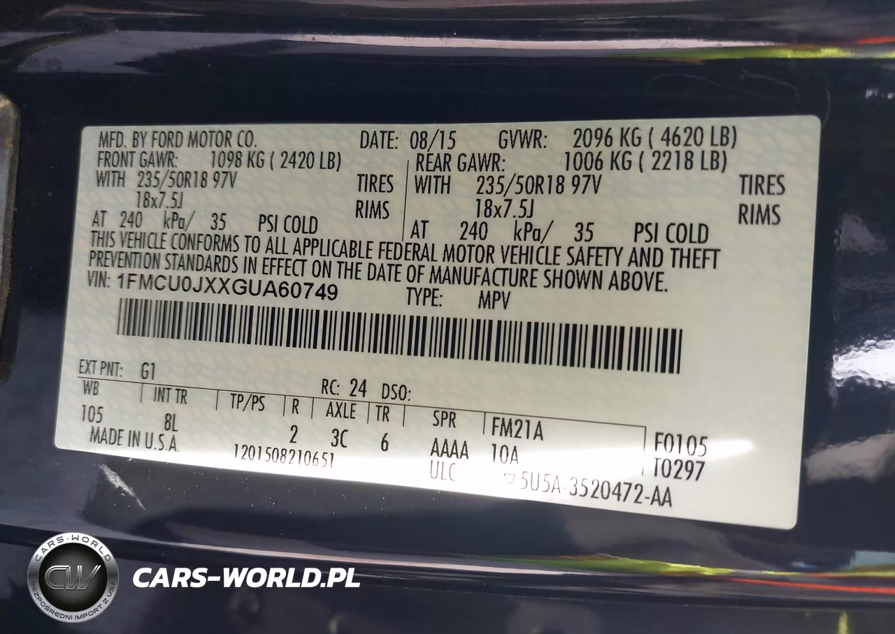2016 Ford Escape Titanium VIN:1FMCU0JXXGUA60749 - 9