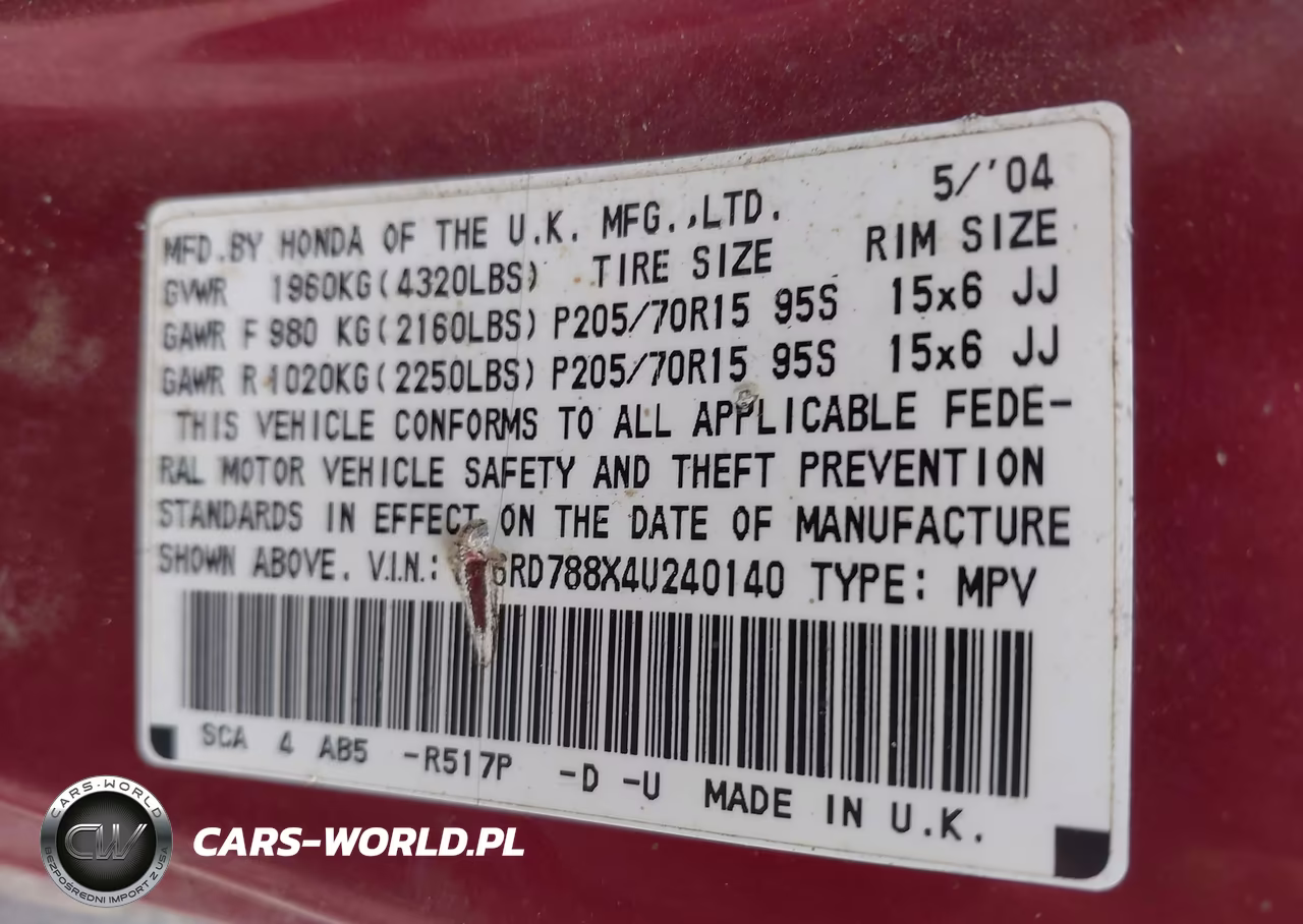 2004 Honda Cr-V Ex VIN:SHSRD788X4U240140 - 9