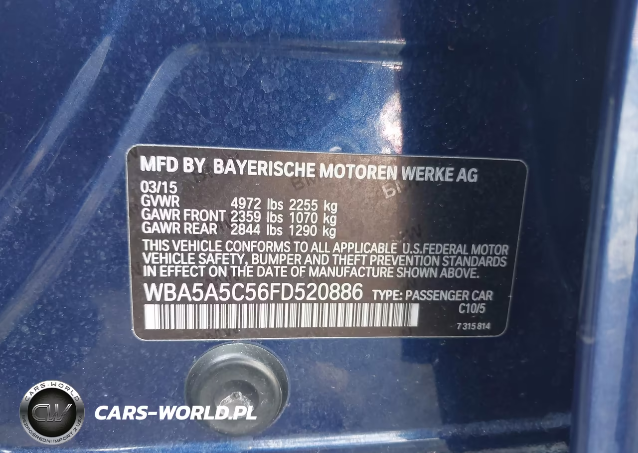 2015 BMW 528I VIN:WBA5A5C56FD520886 - 9