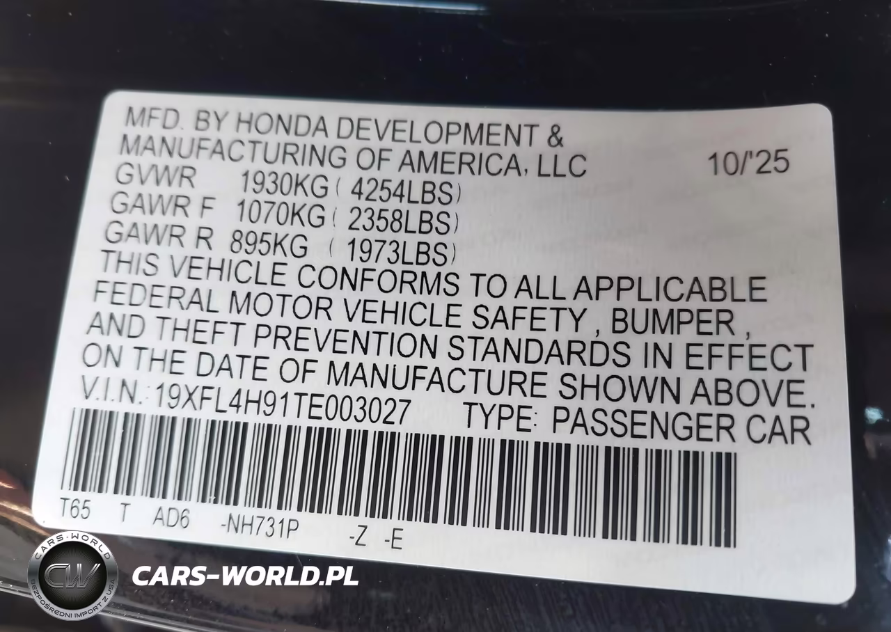 2026 Honda Civic Hybrid Sport Touring VIN:19XFL4H91TE003027 - 9