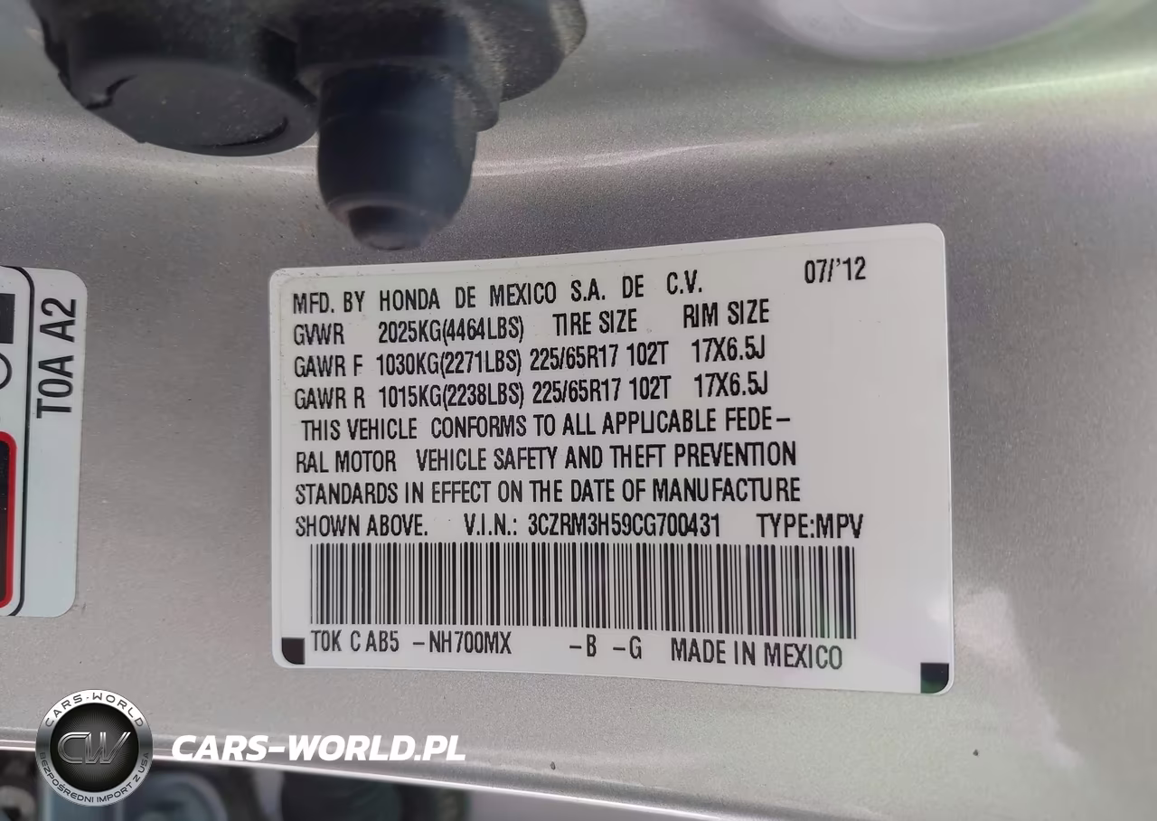 2012 Honda Cr-V Ex VIN:3CZRM3H59CG700431 - 9